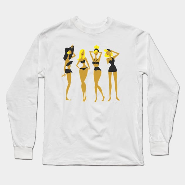 Bombshells - Black Long Sleeve T-Shirt by CatCoq